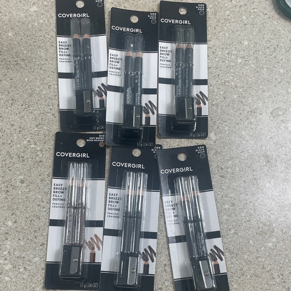 COVERGIRL Easy Breezy Brow Definer Set - Black and soft brown makeup bundle